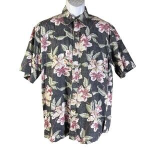 COOKE STREET Men's Short Sleeve Button Down Inside Out Floral Shirt Large